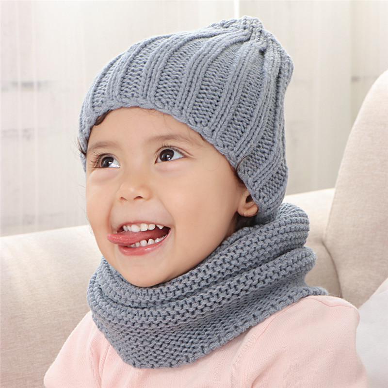 Gorro y bufanda de acrílico para niños, conjunto de bufandas de punto, accesorios de invierno, 2024