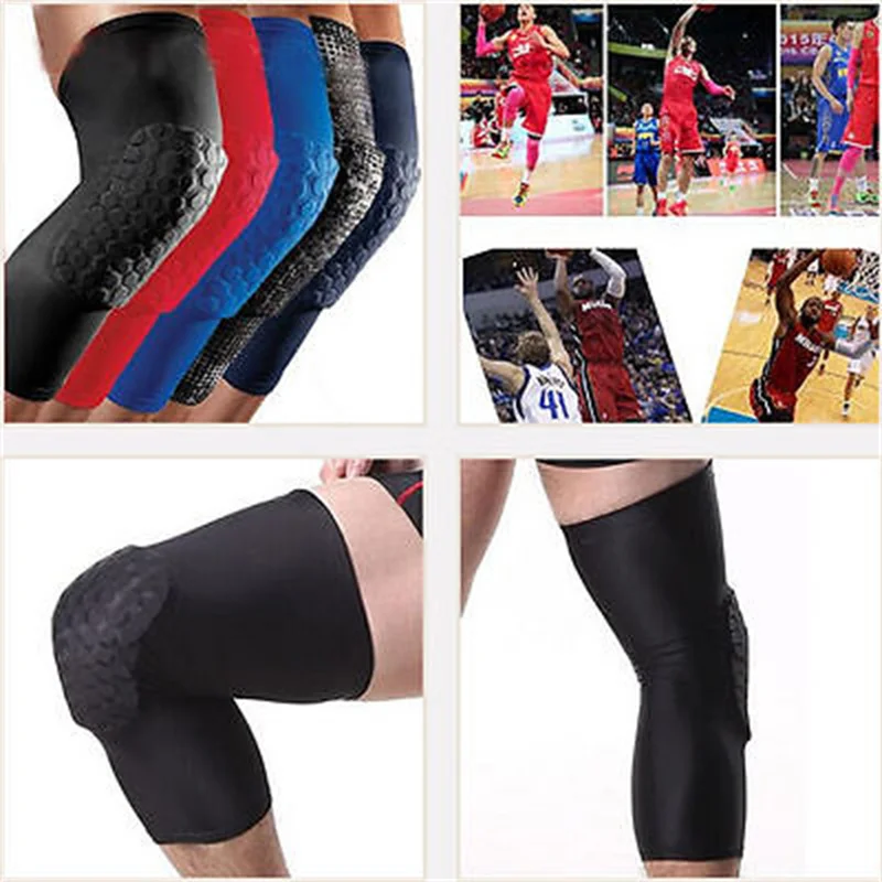 Professional Honeycomb Crashproof เข่าสนับสนุนอุปกรณ์ป้องกันกีฬาขาเข่า Pads Breathable BANDAGE บาสเกตบอลเข่ารั้ง