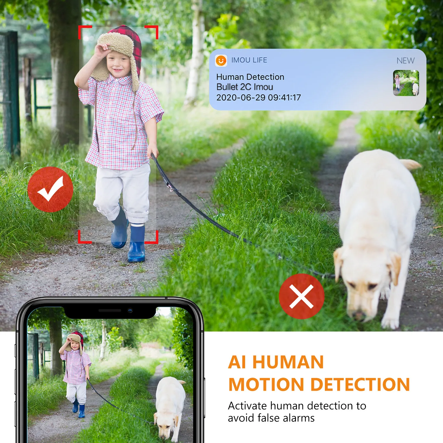 IMOU-cámara Wi-Fi Bullet 2C de 4MP y 2MP, visión nocturna al aire libre, IP67, grabación de Audio resistente a la intemperie, IPC-F22P de detección humana por Ia
