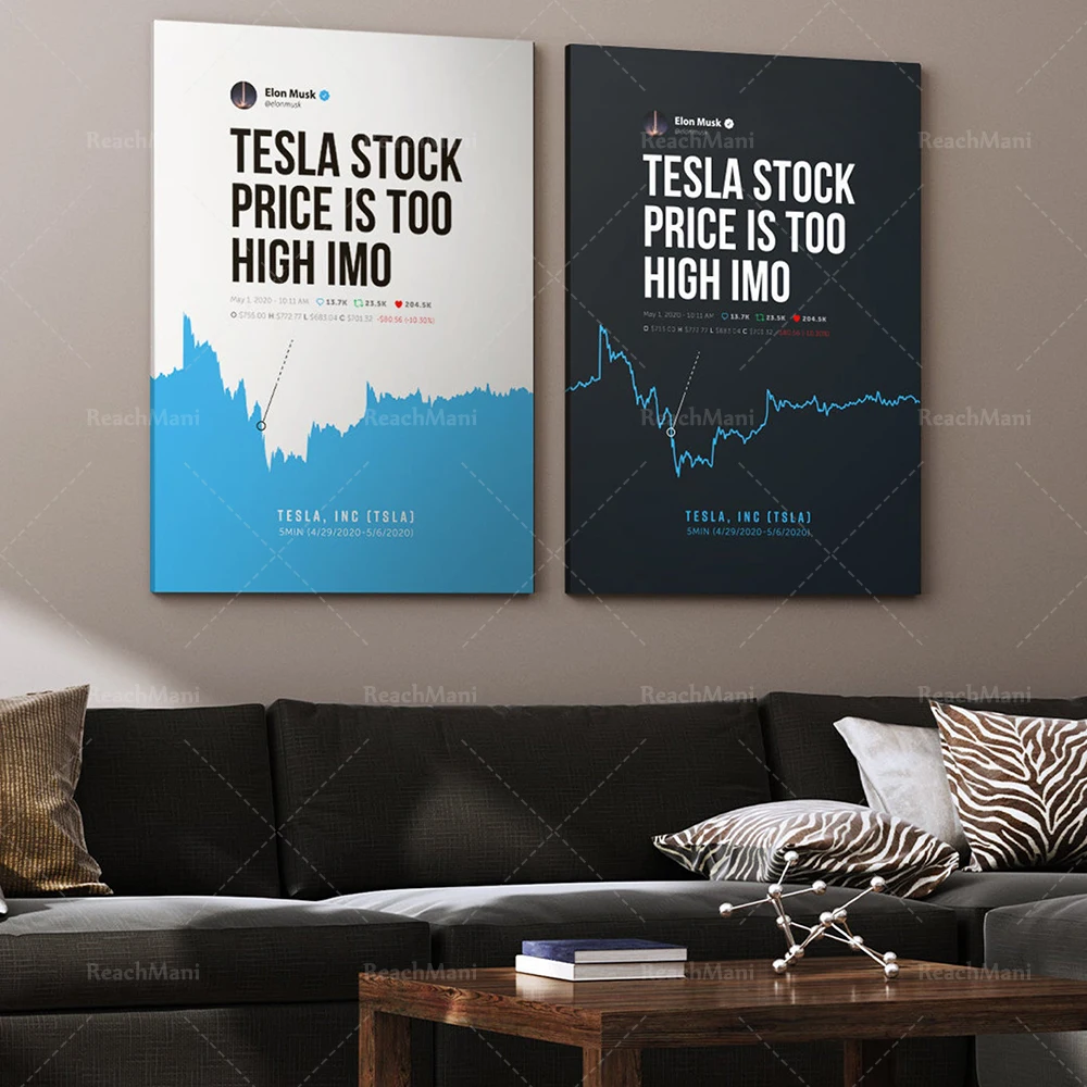Elon Musk-Harga Saham Terlalu Tinggi IMO | Seni Kanvas | Seni Dinding | Dekorasi Kantor | Investor | Pasar Saham | Pedagang Hari | Hadiah