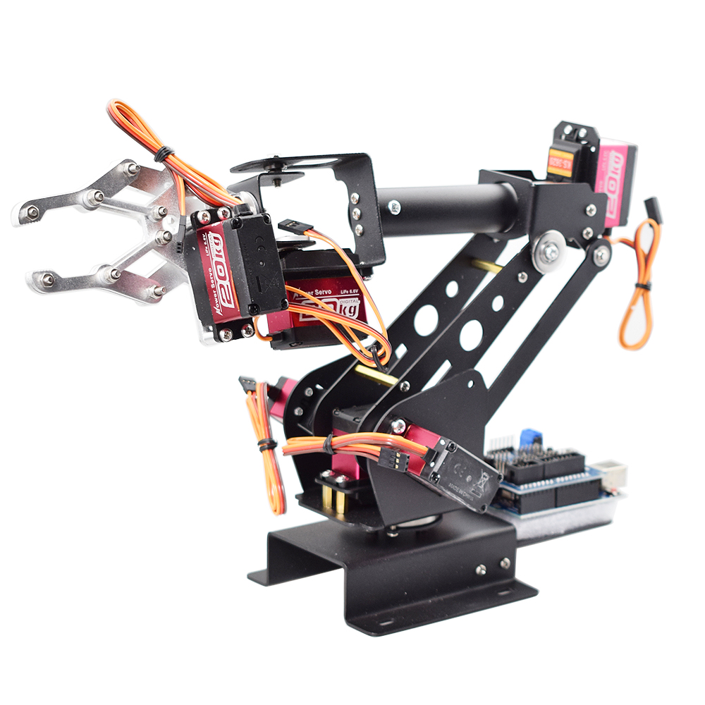 Günstiger zusammengebauter Arduino 6-DOP-Roboterarm mit digitalem Servos-Greifer-Klauenmanipulator für STM32/51 Teaching Robotic Kit