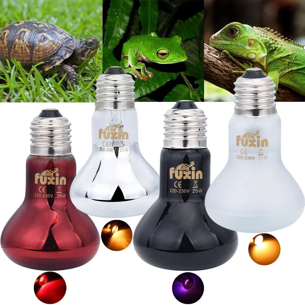 Sưởi Hình Thú Đèn UVA Ngày Đêm Lưỡng Cư Loài Rắn Đèn Nhiệt Động Vật Bò Sát Bóng Đèn Sáng 25W 50W 75W 100W AC220-240V