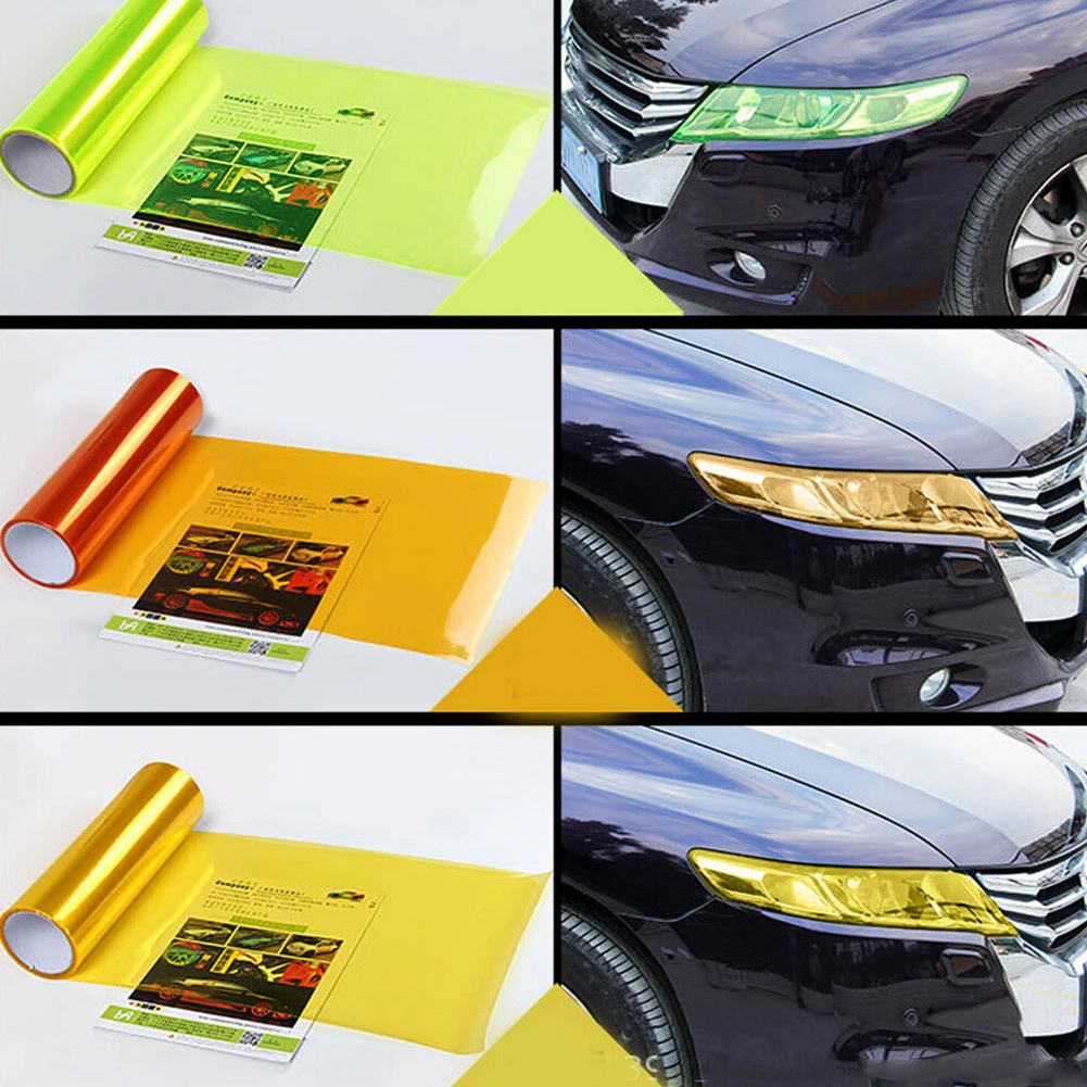 1 unidad de película adhesiva para luz de coche de 30x60 cm, lámpara antiniebla autoadhesiva, tono de luz trasera, película de Color de vinilo, 3 capas autoadhesivas