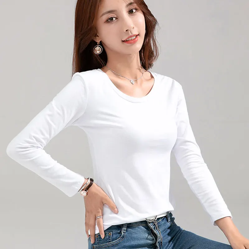 MRMT 2022 Thương Hiệu Mới Áo Thun Nữ Slim Cotton Nguyên Chất 95% Phụ Nữ Áo Thun Dài Tay Cho Nữ Mỏng Màu Trắng áo Nữ TEE Áo Sơ Mi