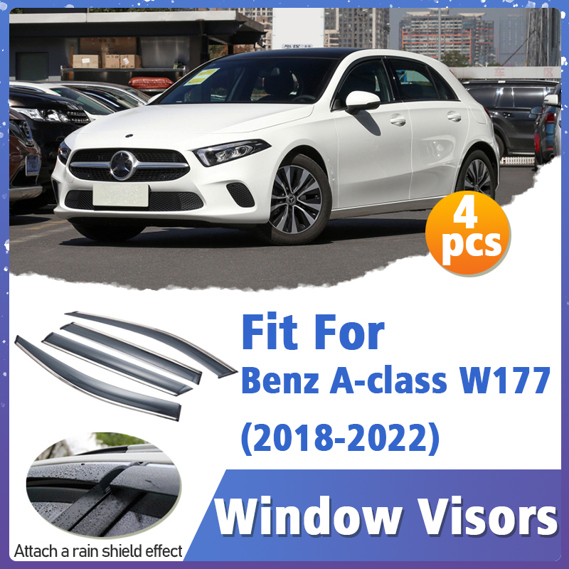 Pelindung Visor Jendela Untuk Benz A-class W177 2018-2022 Penutup Trim Awning Pelindung Pelindung Pelindung Deflektor Hujan 4 Buah