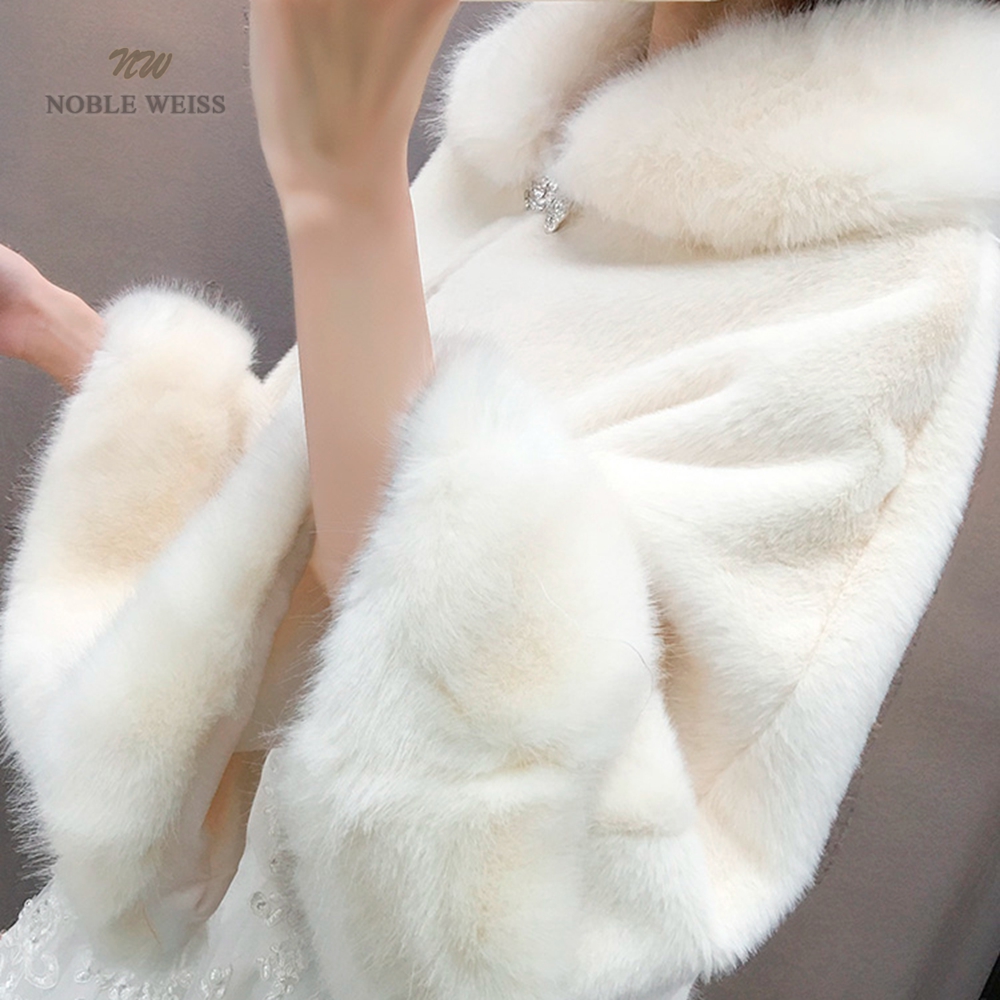 웨딩 볼레로 겨울 신부 어깨 걸이 가짜 모피 웨딩 Shawls 여성 랩 신부 자켓 파티 코트 신부 목도리 맞춤형