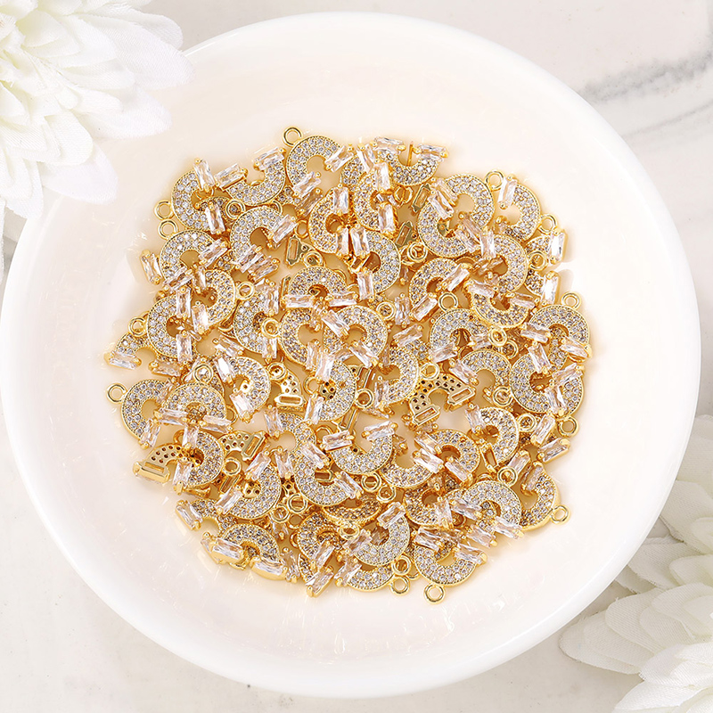 Pabrik Grosir Warna Emas Kuningan dan Zirkon Pelangi Jimat Liontin Kalung dan Gelang Anting Diy Aksesori Perhiasan