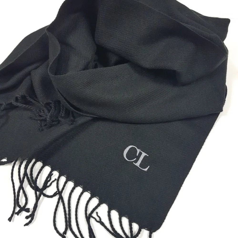 Personalised Thêu Khăn Đen Monogrammed Tên Viết Tắt Tùy Chỉnh Khăn Quàng Cổ Hình Độc Khăn Văn Bản Của Bạn Khăn Mùa Đông Làm Quà Tặng Giáng Sinh