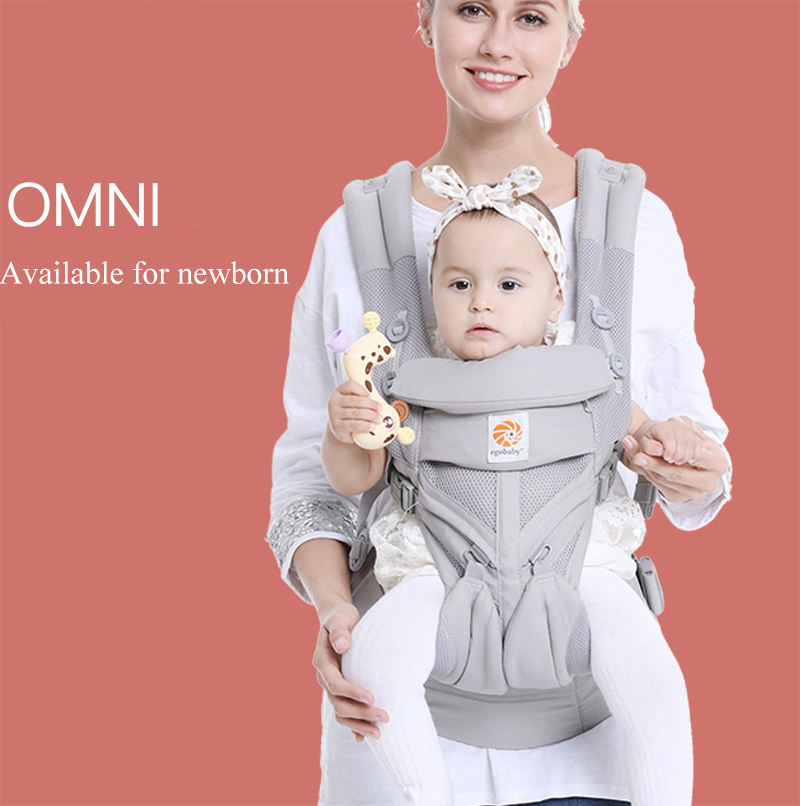 Gendongan Bayi ตำแหน่งการพกพาทั้งหมดสายรัดทารกด้วยอากาศเย็นผ้าฝ้ายตาข่ายสี่ฤดูกาลสำหรับพ่อแม่และแม่