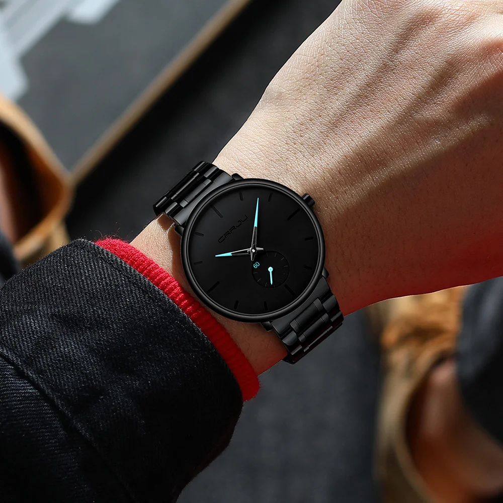 Relojes CRRJU para hombre, reloj de pulsera de acero inoxidable para hombre, reloj deportivo informal de lujo resistente al agua para hombre, reloj de cuarzo, reloj Masculino
