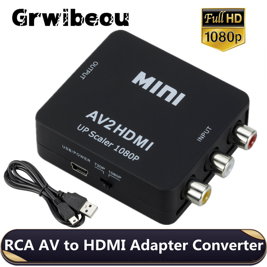 Grwibeou RCA AV в HDMI-совместимый преобразователь AV/CVSB L/R Video Box HD 1080P 1920*1080 AV2HDMI Поддержка NTSC PAL Выход AV в HDMI