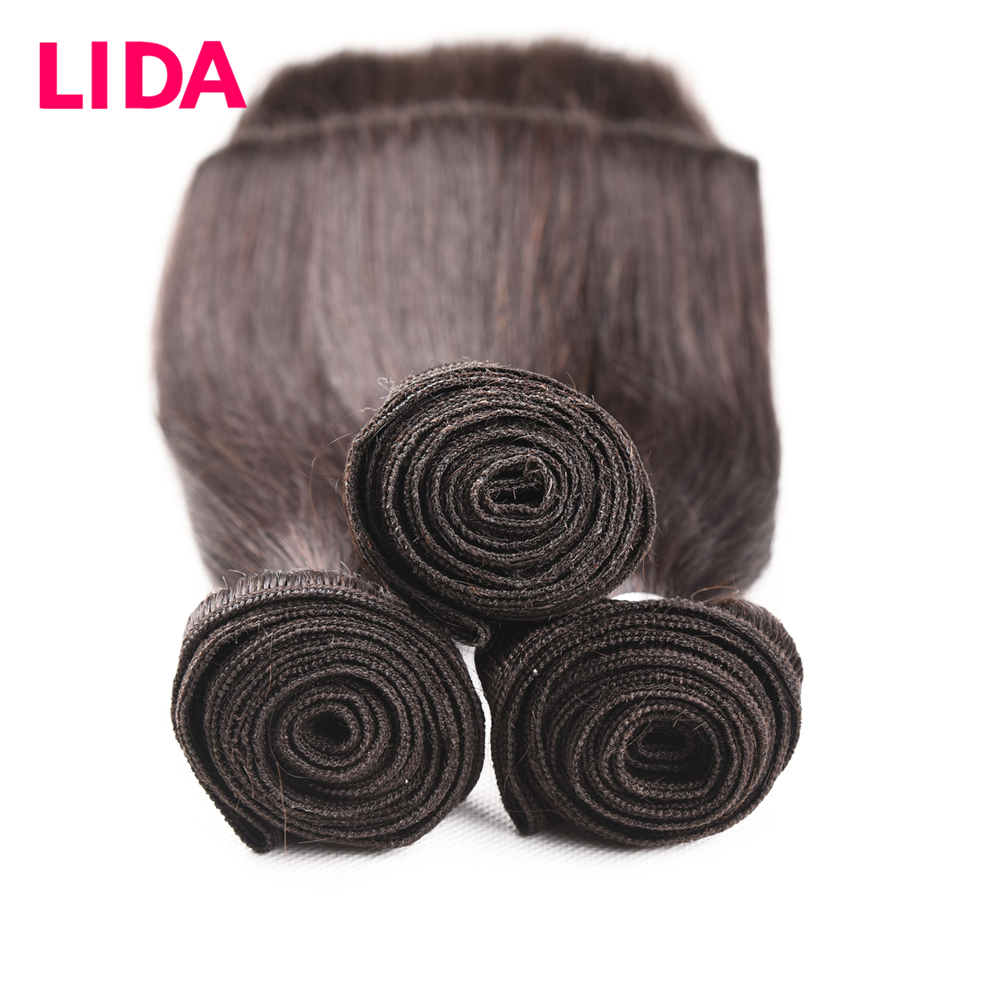 Lida chinês feixes de cabelo reto não remy extensões de cabelo humano 100 g/peça três pacotes negócio para mulher
