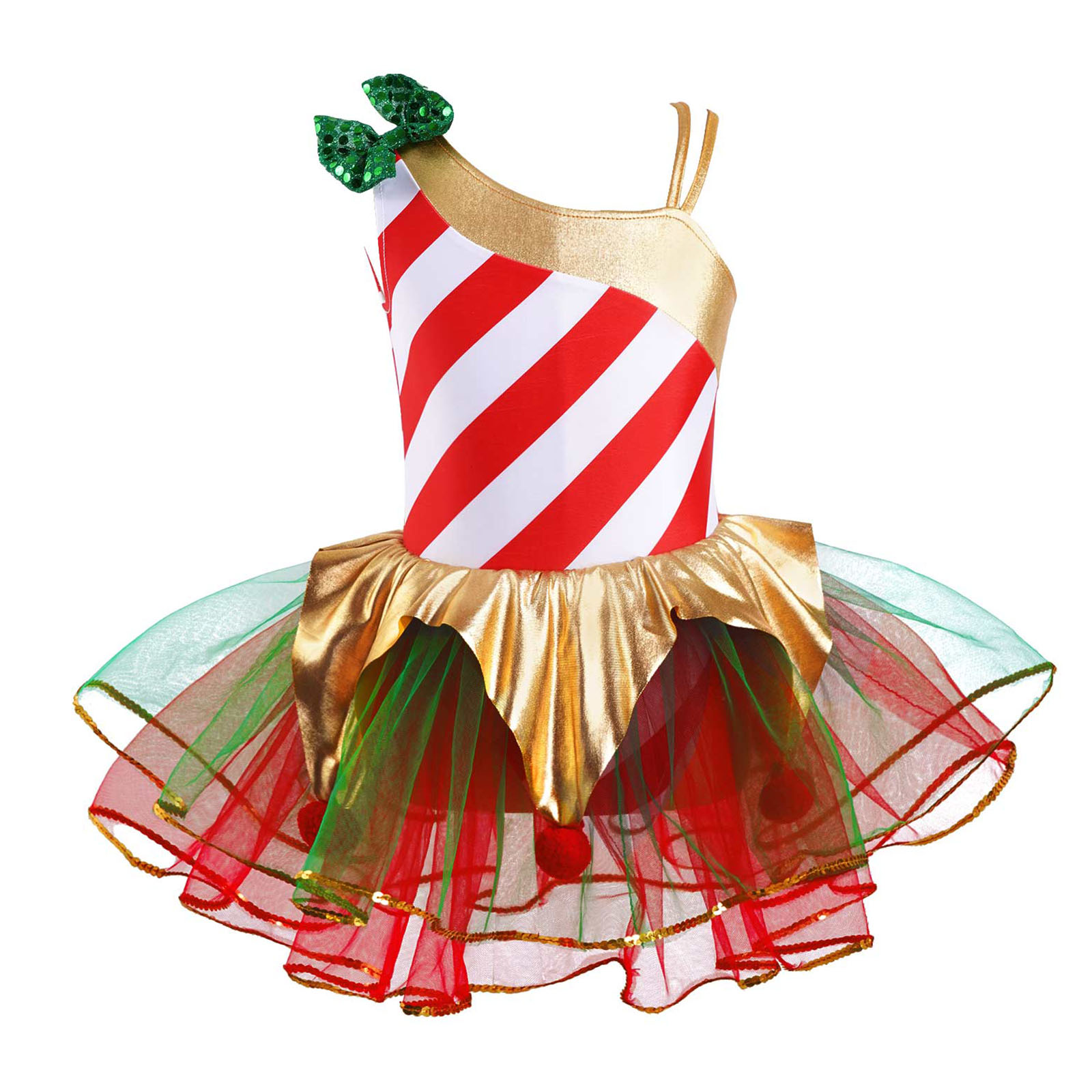 Ropa de baile de Ballet para niñas, vestido de baile con diadema de patinaje artístico, Aro para el pelo, disfraz de Cosplay de Miss Santa Claus, navidad