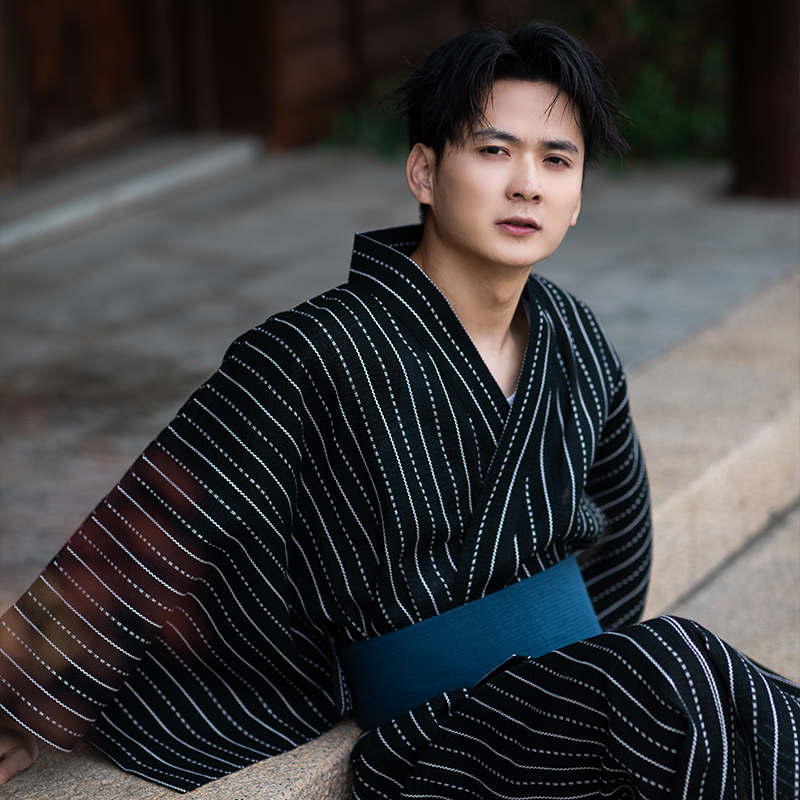 Tradicional japonês kimono moda yukata verão masculino roupões longos com cinto 95% algodão pijamas conjunto masculino roupão de banho