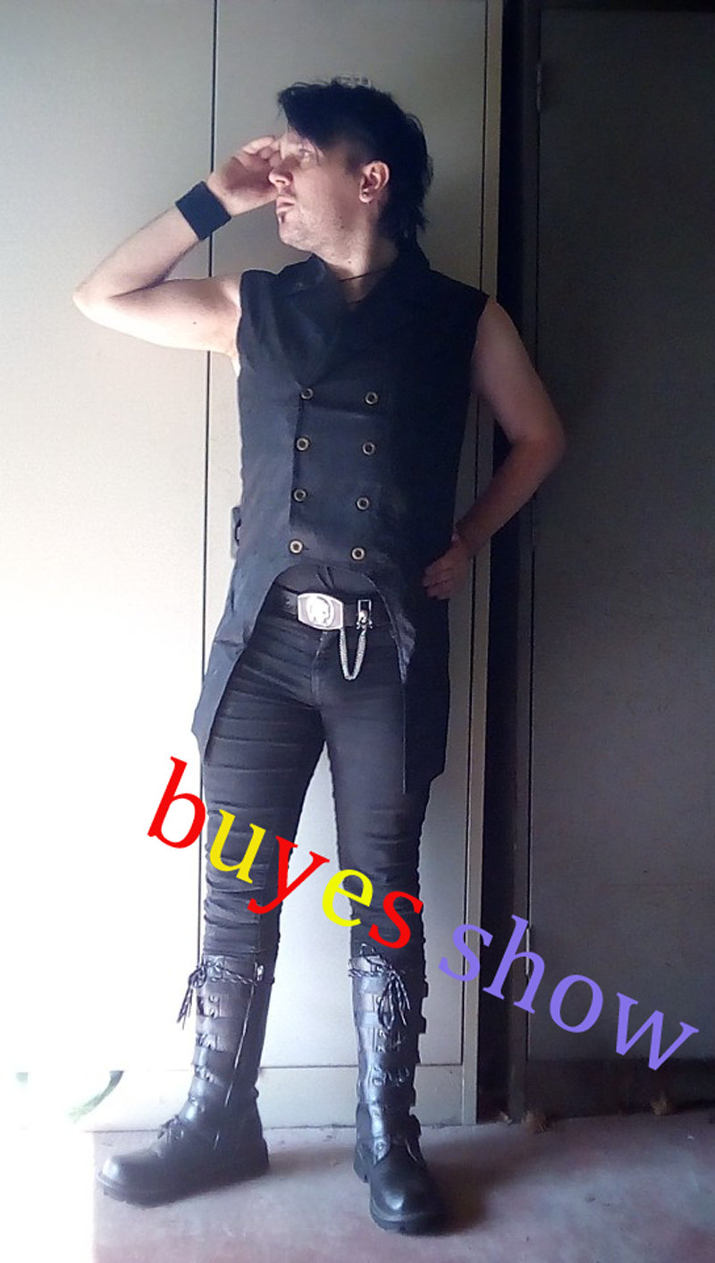 ไวน์แดง Paisley Jacquard ยาวเสื้อกั๊กผู้ชาย Double Breasted Lapel Brocade เสื้อกั๊กเสื้อกั๊ก Mens Gothic Steampunk แขนกุด Tailcoat