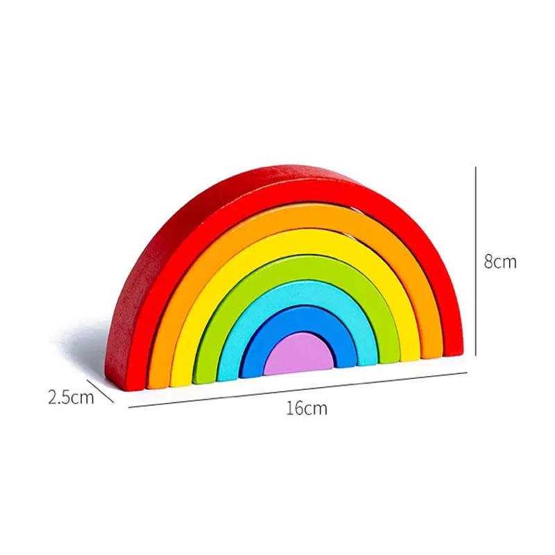 เด็กใหม่ Montessori Arch Bridge Rainbow Building Blocks ของเล่นไม้เด็ก Early Education สีความรู้ความเข้าใจบล็อกของเล่น