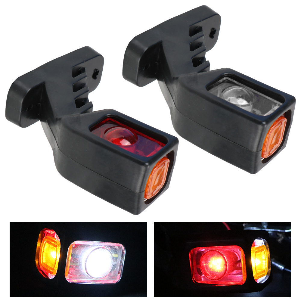 Luz LED de posición lateral de 12/24V, conjunto de luz trasera para remolque, camión, furgoneta, lámpara indicadora de camión, 2 unids/set, lámpara para camión, blanco, rojo y amarillo