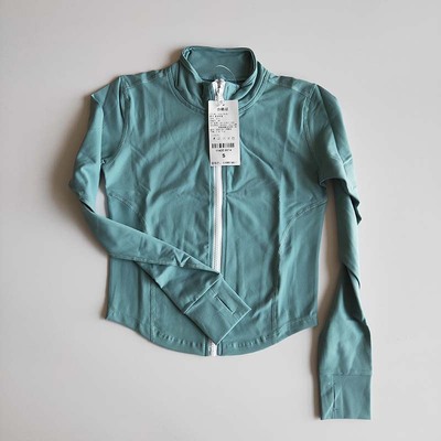 Blusa deportiva de manga larga para mujer, blusa de secado rápido con cremallera y cuello levantado para gimnasio, abrigo de estilo corto para Yoga y respiración