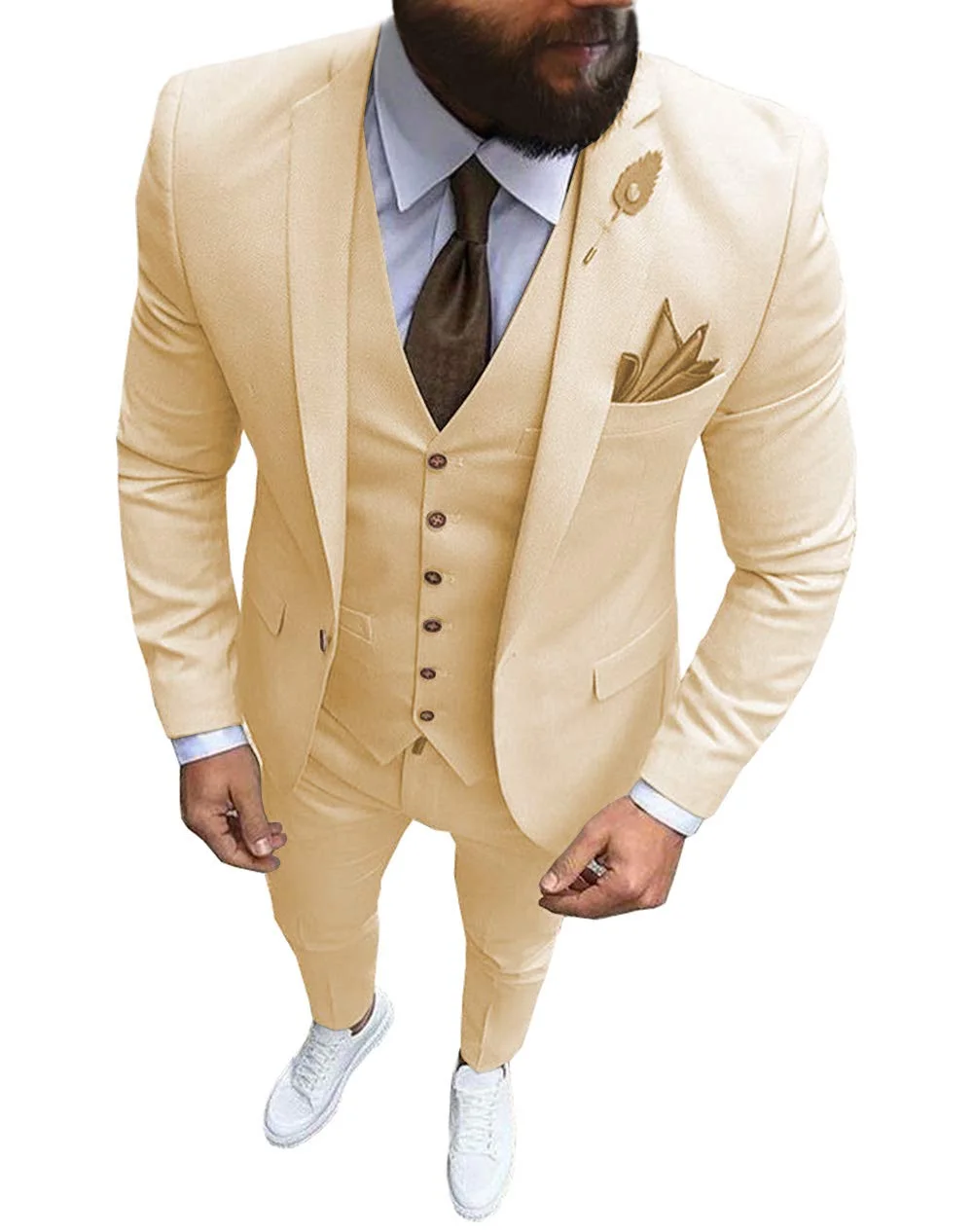 ชายชุดสูท Tuxedo พรหม Slim Fit 3ชิ้นเจ้าบ่าวชุดแต่งงานสำหรับผู้ชาย Blazer Terno Masuclino 3ชิ้น (เสื้อ + เสื้อกั๊ก + กางเกง)