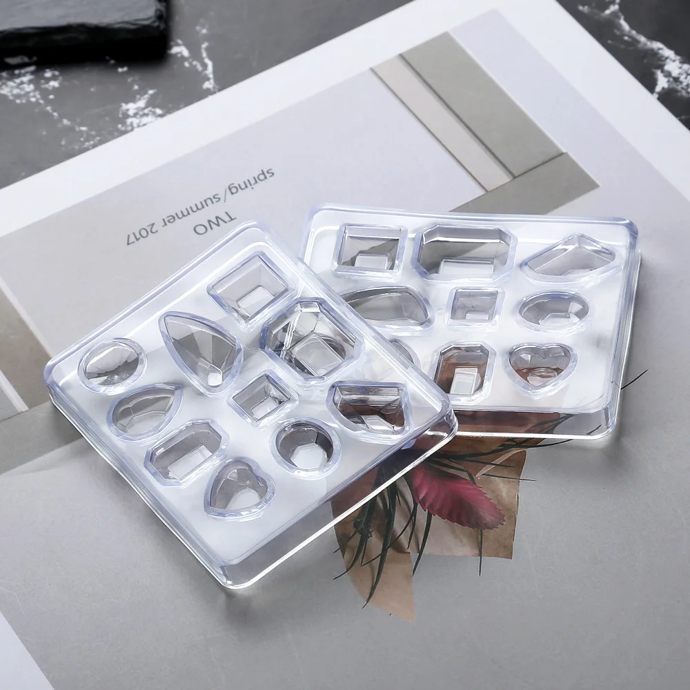ยางโปร่งใสคริสตัลอีพ็อกซี่เรซินแม่พิมพ์ DIY ต่างหูขนาดเล็ก Faceted อัญมณีแม่พิมพ์สำหรับเรซิ่น