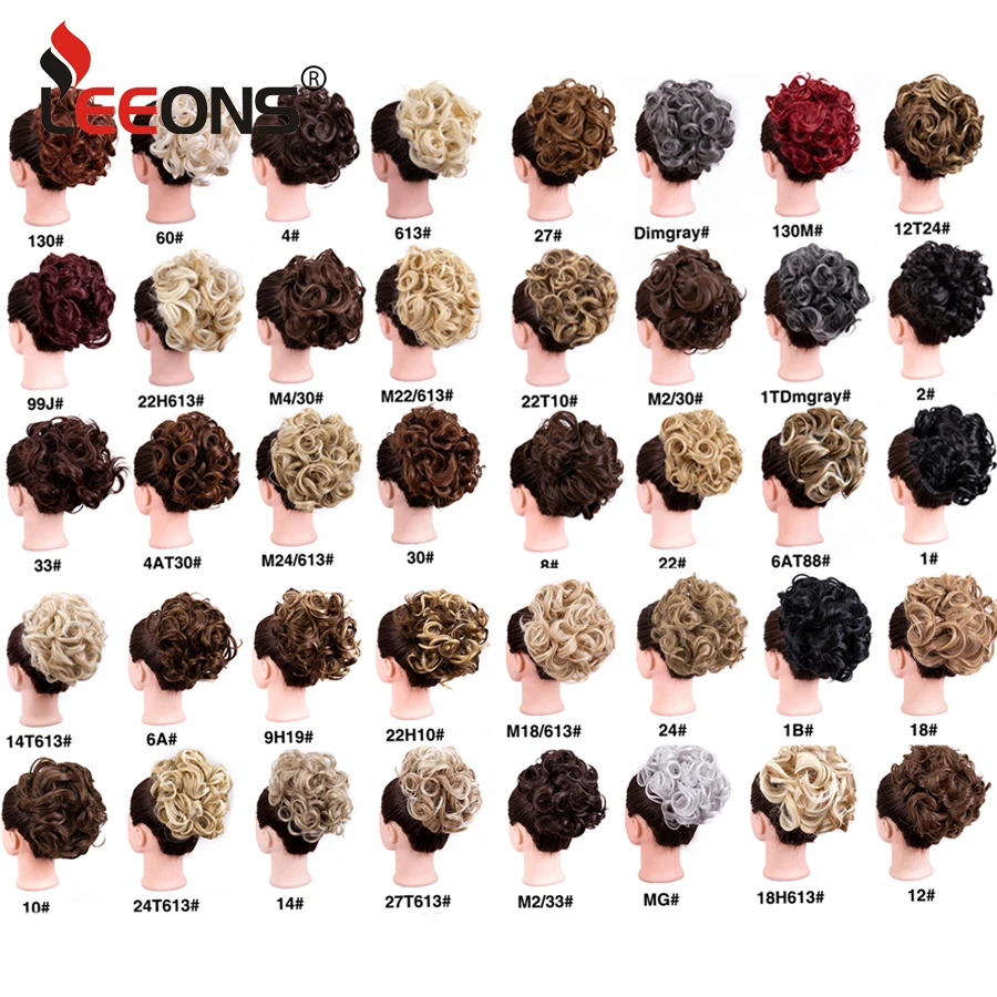 Leeons Syntheic Chignon Bộ Tóc Giả Xoăn Bun Phần Mở Rộng Scrunchie Updo Tóc Miếng Combo Trong Lộn Xộn Búi Tóc Mảnh Dành Cho Nữ