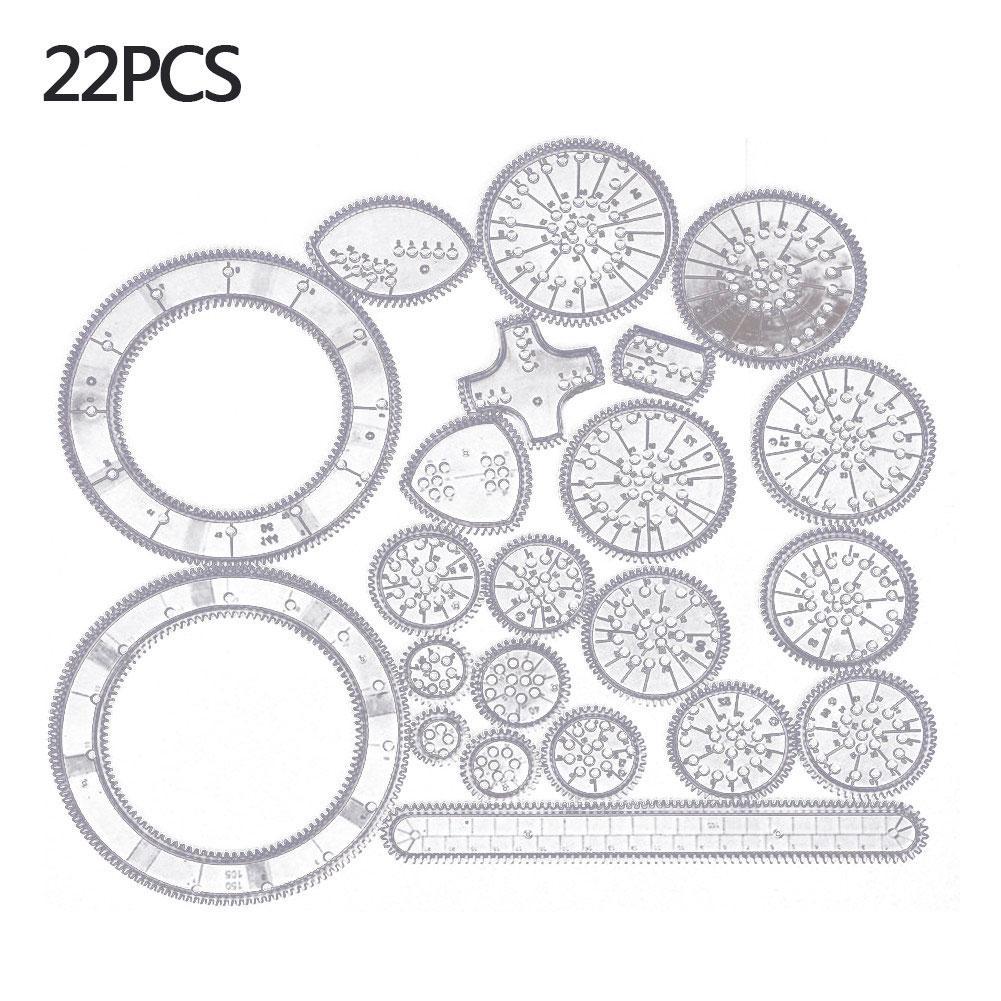 22Pcs Drawing Ruler Toys Set Learning Educational Toys for Children Interlocking Gears Wheels Drawing Accessories