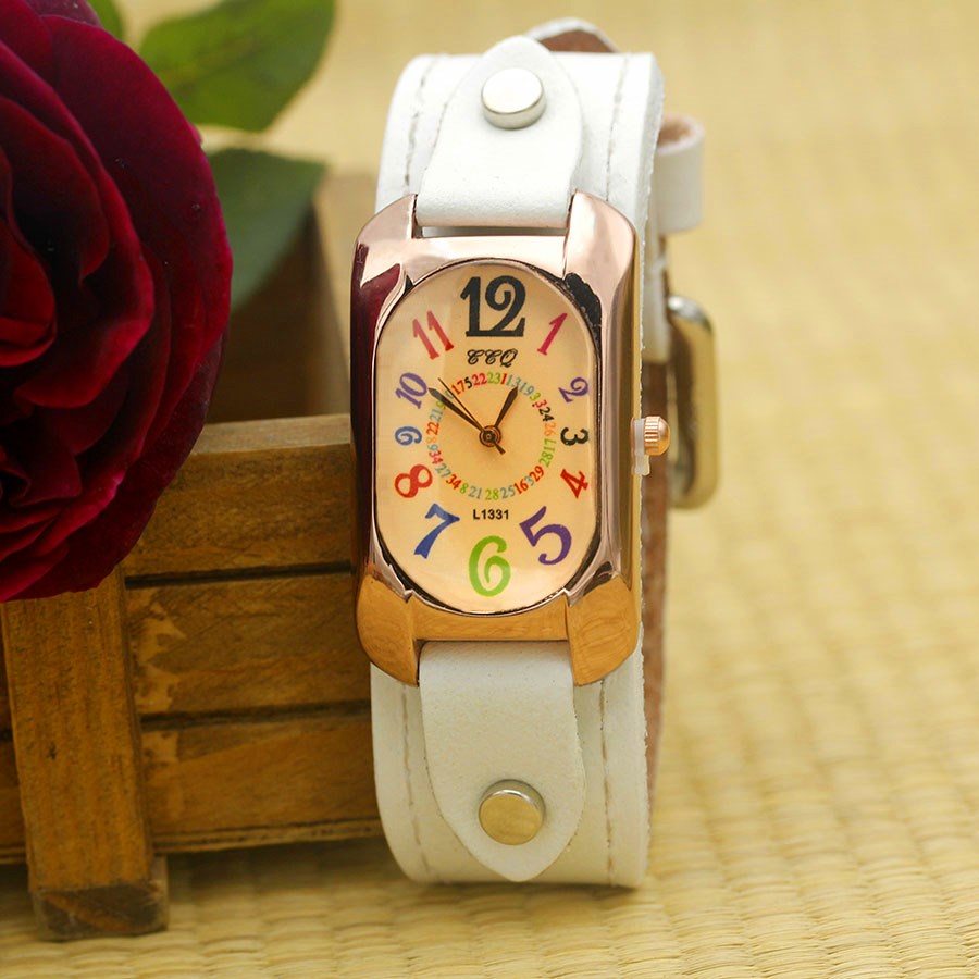 Shsby, correa de cuero de vaca, reloj rectangular Digital de Color, relojes de pulsera para mujer, reloj de cuarzo de bronce para mujer, reloj de ocio para estudiantes