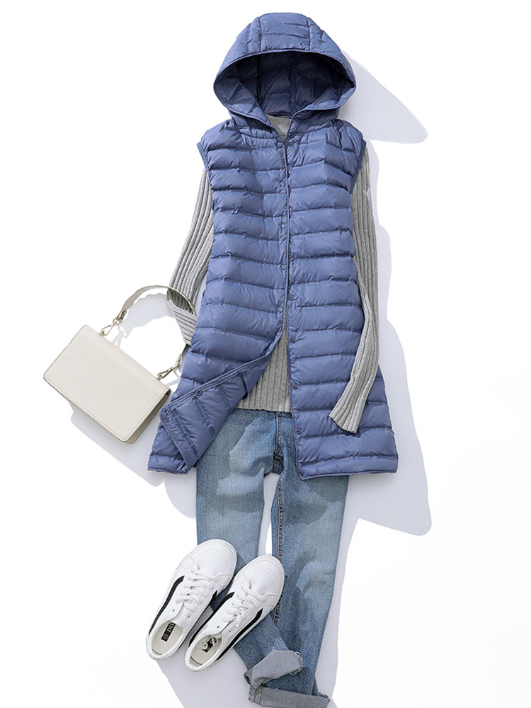SEDUTMO เป็ดฤดูหนาวลงเสื้อกั๊กผู้หญิง Ultra Light บางยาวแจ็คเก็ต Slim เสื้อกั๊ก Casual Basic Parkas ED1769