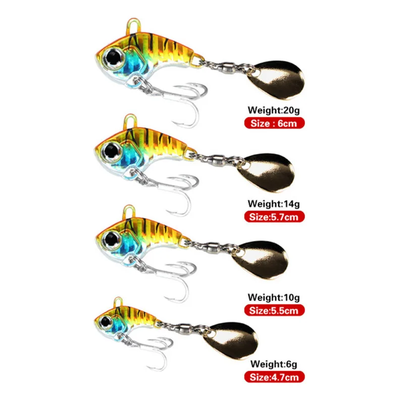 1 Chiếc Quay Kim Loại VIB Rung Mồi Con Quay Spinner Mồi Câu Cá 6G 10G 20G Ghép Hình Cá Hồi Mùa Đông câu Cá Cứng Mồi Câu Pesca