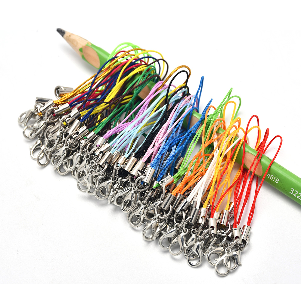 50 Stück schwarzes Band Charm Cord Lanyard Lariat Strap Cords Karabinerverschluss Seil Schlüsselanhänger Haken Handy Set Charms Schmuck Zubehör