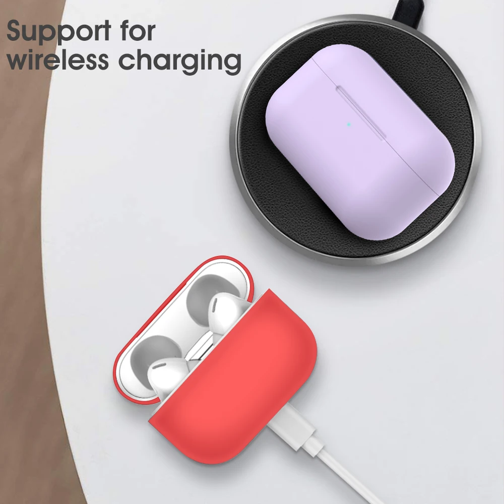 Funda protectora de silicona para AirPods Pro, funda suave con gancho, Color sólido, 2, 1