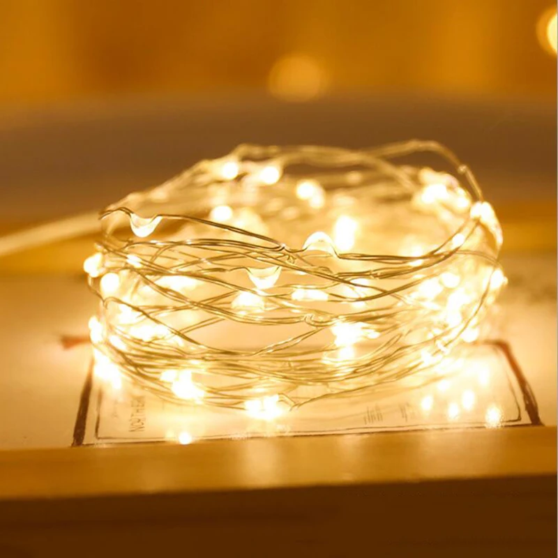 Chạy Bằng Pin Giáng Sinh Trang Trí Dây Đèn LED 3 Chế Độ Nghỉ RGB Coloful Cổ Tích Ánh Sáng Làm Dây Đồng Bình Đèn Dây