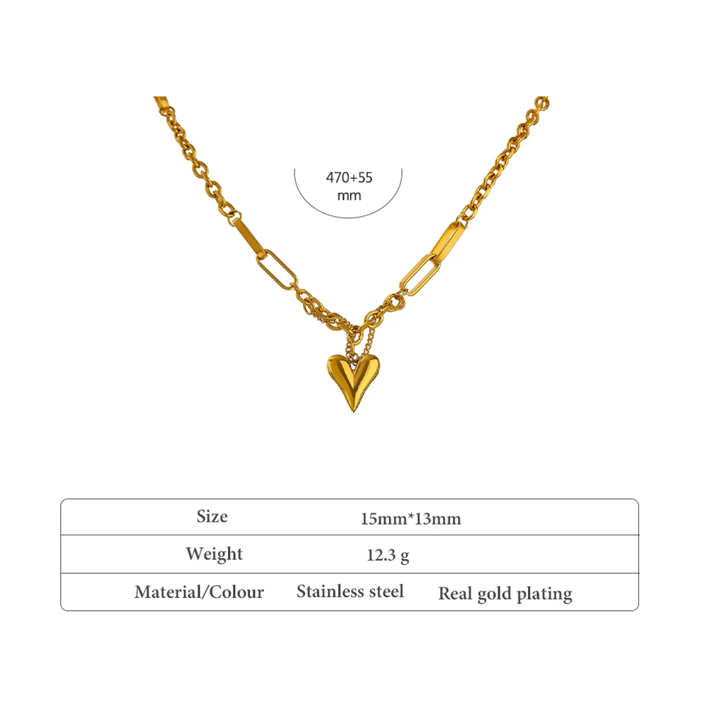 Yhpup Lãng Mạn Trái Tim Vòng Đeo Cổ Cho Nữ Thép Không Gỉ Chất Lượng Cao 18 K Kim Loại Họa Tiết Vòng Cổ Choker Kỷ Niệm
