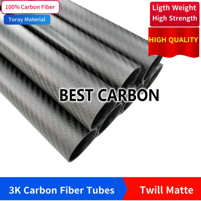 tubo de sarja fosco de fibra de carbono 44,5 mm x 43 mm