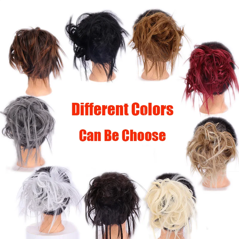 LUPU Tổng Hợp Chignon Lộn Xộn Scrunchies Thun Búi Tóc Thẳng Updo Bộ Tóc Giả Cao Nhiệt Độ Sợi Tự Nhiên Giả Tóc