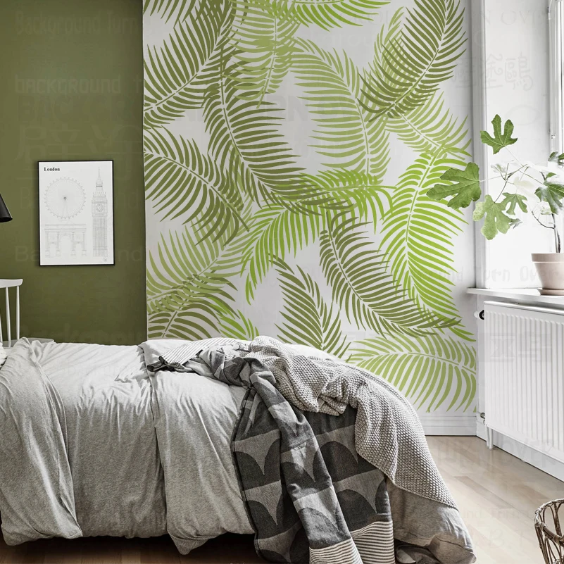 40Cm-70Cm Stencil Cho Tranh Treo Tường Lớn Trang Trí Hốc Trên Bản Mẫu Khóa Các Hốc Nội Thất Lá Nhiệt Đới mùa Hè Rừng S047