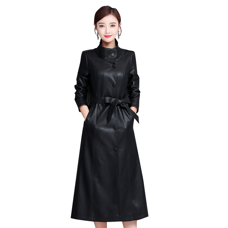 カジュアル2020本物の革のジャケットの女性のコートロングトレンチ女性春の秋のジャケット女性