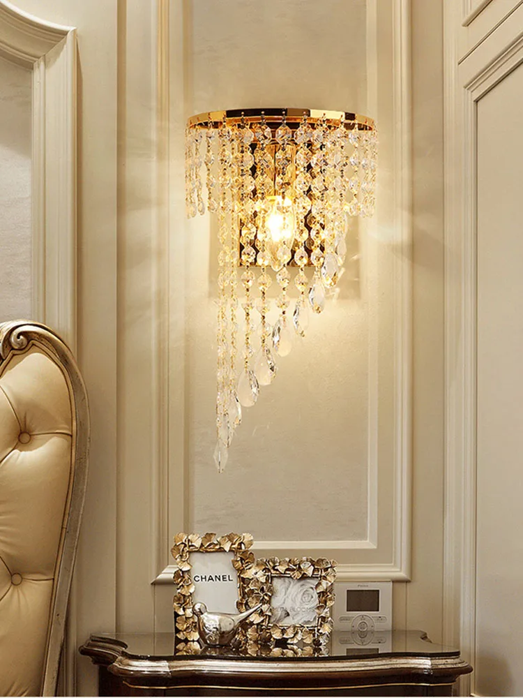 Lampu Dinding Kristal Modern Lampu Cermin Dalam Ruangan LED Nordic untuk Lampu Dinding Ruang Tamu Perlengkapan Kamar Mandi Dekorasi Rumah