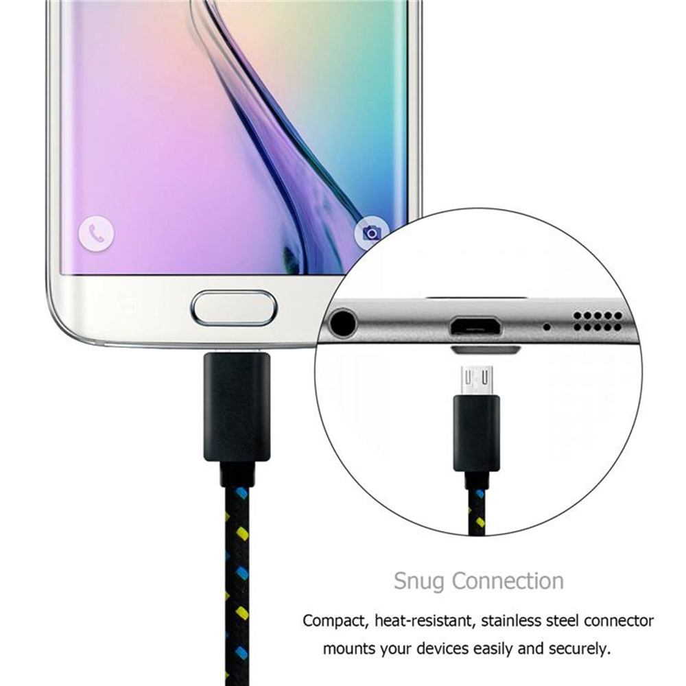 Cáp Micro USB 1M/2M/3M Đồng Bộ Dữ Liệu USB Sạc Cáp Samsung Huawei Xiaomi HTC Android Điện Thoại Nylon Bện Dây Cáp Microusb