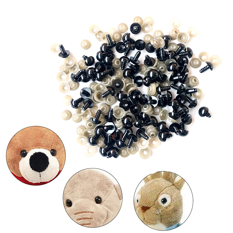 100 ピース/バッグ DIY 人形おもちゃの目黒プラスチック安全目人形人形ワッシャー付き