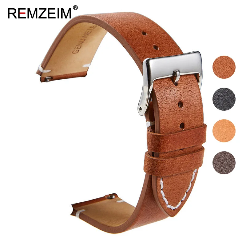 Correas de reloj de piel de becerro de cuero genuino, correa de reloj de liberación rápida de 18mm, 20mm, 22mm y 24mm, accesorios para relojes