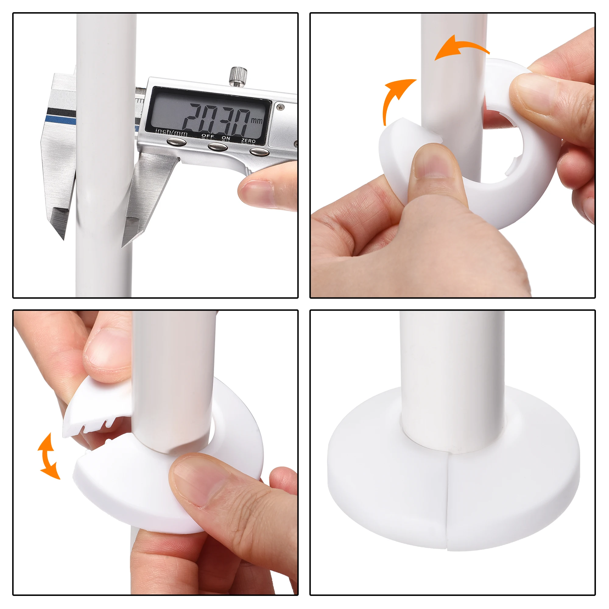 8 ชิ้น 12 มิลลิเมตร - 50 มิลลิเมตรท่อท่อตกแต่ง PP หม้อน้ํา Escutcheon ท่อสําหรับวาล์วมุมก๊อกน้ําอุปกรณ์เสริม