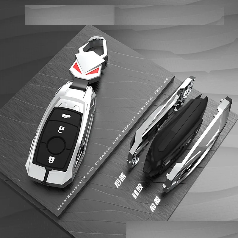 Casing Kunci Mobil Paduan Seng + Silikon Penutup Kunci Rangka untuk Mercedes Benz W177 W205 W213 W222 2018 A C S GLS Class E Class
