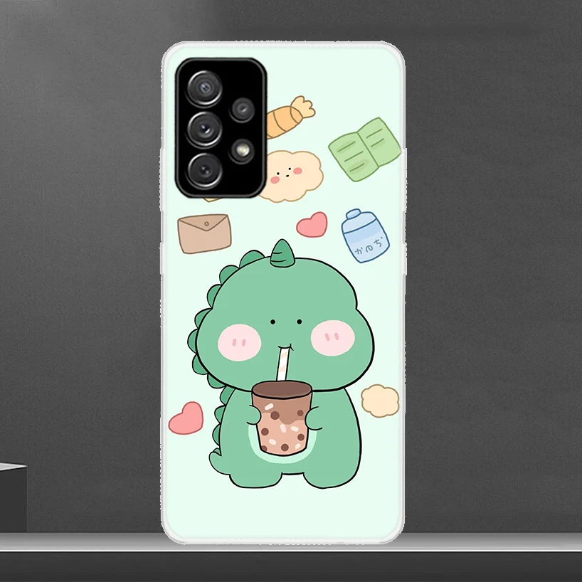 Casing ponsel dinosaurus kartun lucu, untuk Samsung Galaxy A12 A13 A14 A22 A23 A24 A32 A33 A34 A52 A53 A54 A72 A73 A02S A03S A04S A42