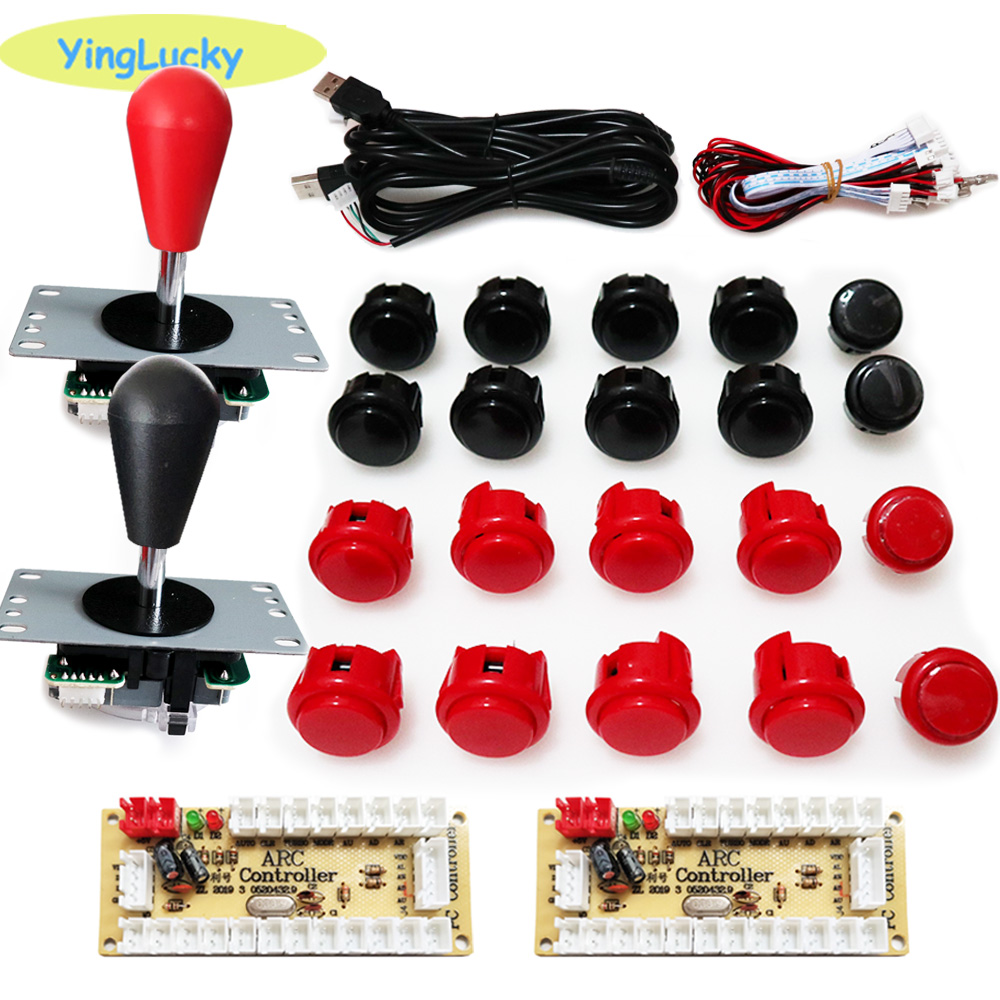 ARCADE, Arcade-Joystick-DIY-Kit Zero Delay USB-Controller SANWA 8-Wege-Joystick 30 mm Drucktasten, Beddonga Para PC, Raspberry Pi