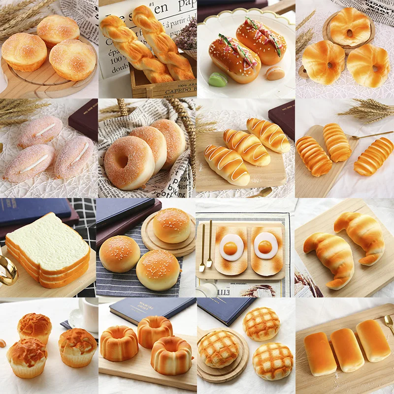 2021 Squishy Bánh Mì Bánh Mì Nướng Thực Phẩm Sáng Tạo Mô Phỏng Bánh Rán Tăng Chậm Bóp Đồ Chơi Con Thìa Giả Trêu Chọc Người Máy Tính Để Bàn Đồ Chơi