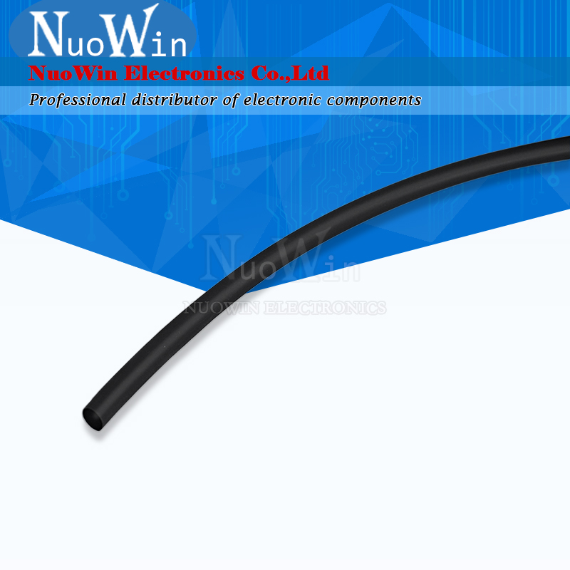Black Heat Shrink Tube, Sleeving Wrap Wire, Heatshrink Tubing, 2:1, 0.6mm, 1mm, 1.5mm, 2mm, 2.5mm, 6mm, 12mm, 25mm, 50mm, 60mm, 1 medidor