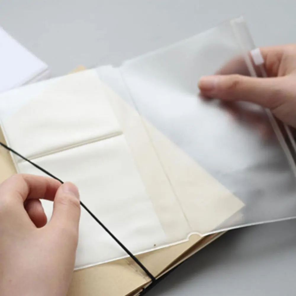 กระเป๋าเก็บ PVC โปร่งใสสําหรับ Traveler's Notebook Diary Day Planner อุปกรณ์เสริมนามบัตรหมายเหตุกระเป๋าซิปกระเป๋า