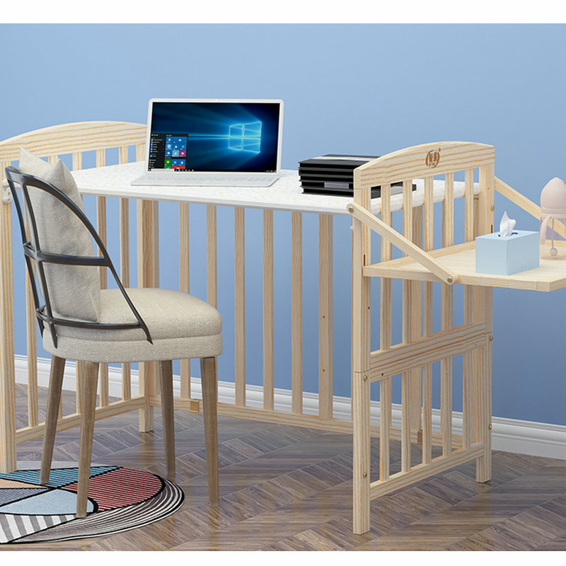 Massivem Kiefernholz Baby Krippe Nähte Große Bett, multifunktionale Kid Kinderbett Kann Auf 168cm Anzug Für Ältere Kinder