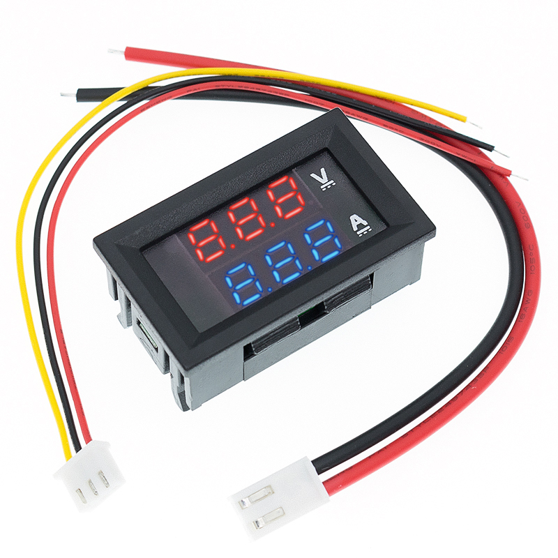 DC 0-100V 10A Digital Voltmeter Ammeter Dual Display Voltage Detector Current Meter Panel Amp Volt Gauge 0.28" Red Blue LED